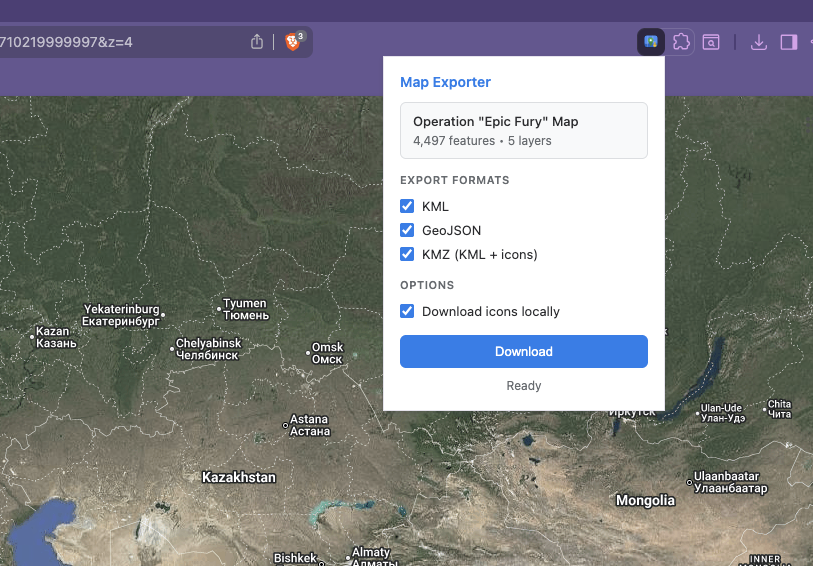 Screenshot placeholder — extension popup showing format checkboxes and Download button