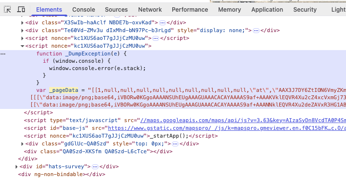 Screenshot placeholder — annotated view of _pageData structure in browser DevTools